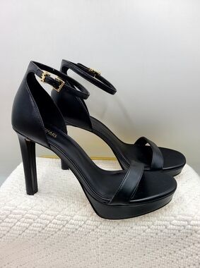 Michael Kors Black Ankle-Strap Platform Heels - Womens